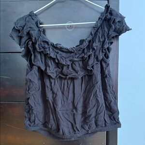 Guess Black Ruffle-Trim Off-Shoulder Top